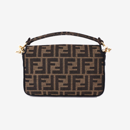 Fendi Mini Baguette Bag in Brown Zucca FF Jacquard Canvas with Gold Hardware