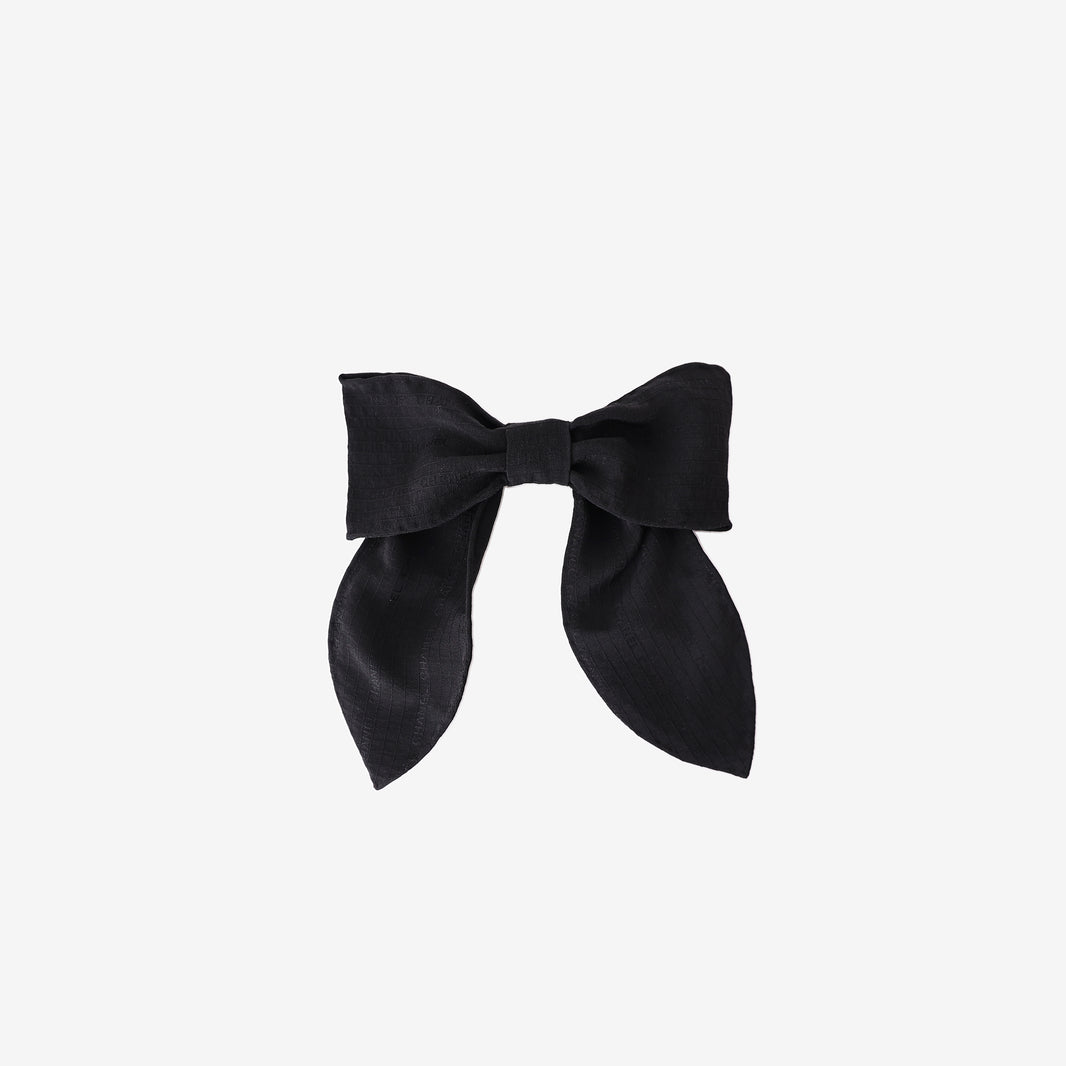 Chanel Bow Hair Clip in Black Silk