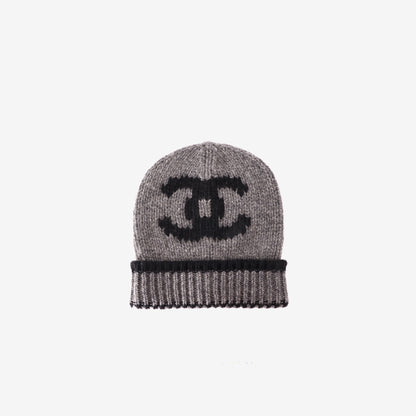 Chanel Cloche Beanie in Grey & Black Cashmere