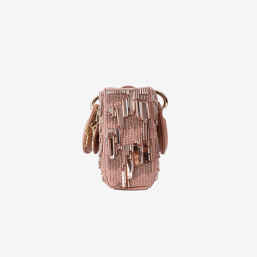 Christian Dior Lady D-Joy Bag in Pink Metallic Sequins with Gold Hardware