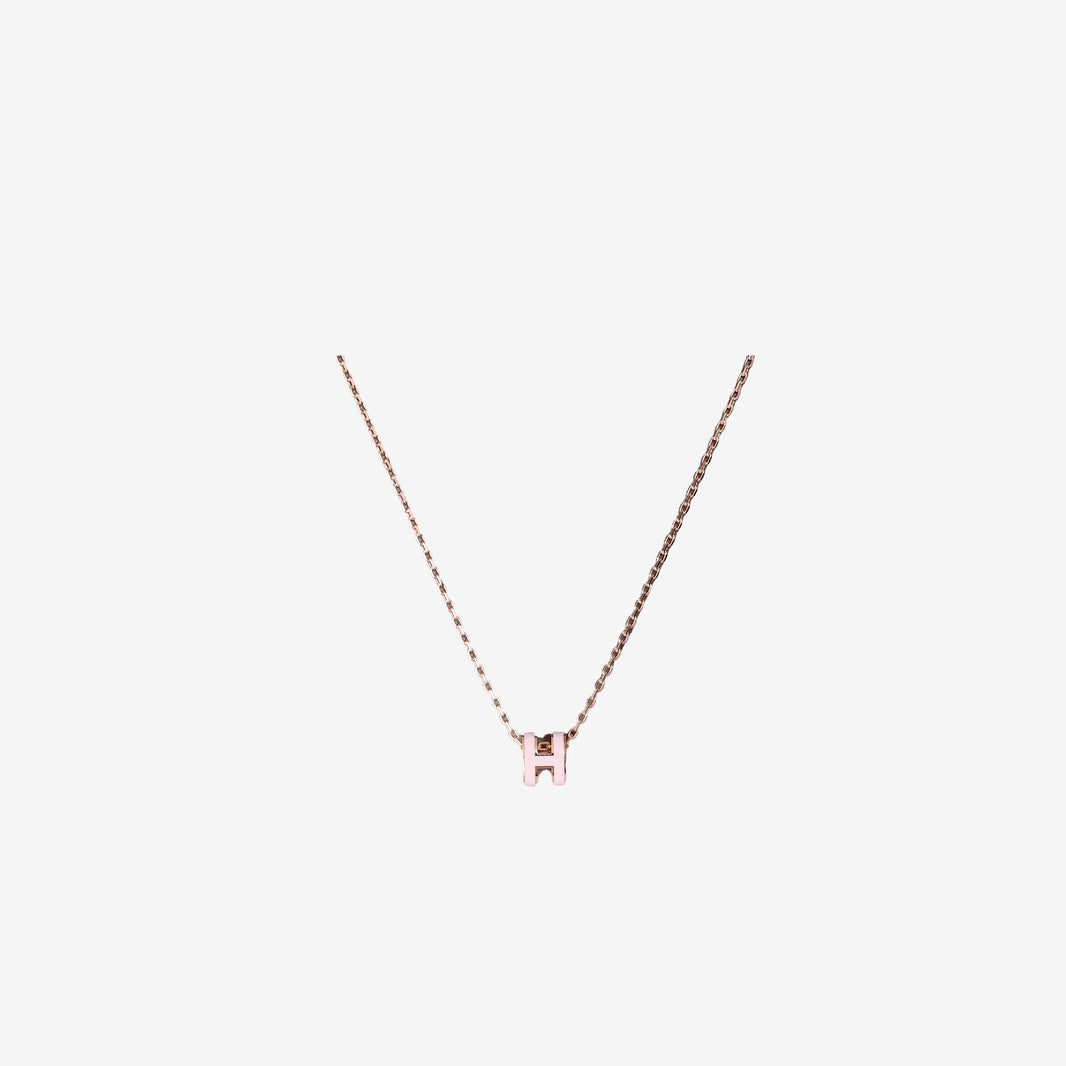 Hermès Mini Pop H Pendant Necklace in Pink with Rose Gold-Plated Hardware