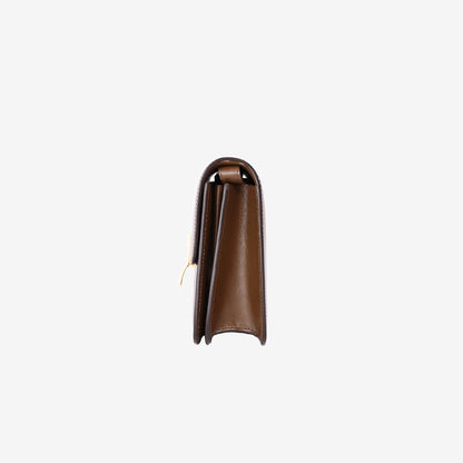 Celine Small Box Bag in Brown Calfskin Leather with Gold Hardware