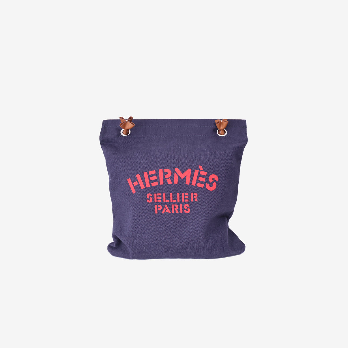 Hermès Alline Grooming Bag in Bleu Indigo/Gold Canvas Leather front view