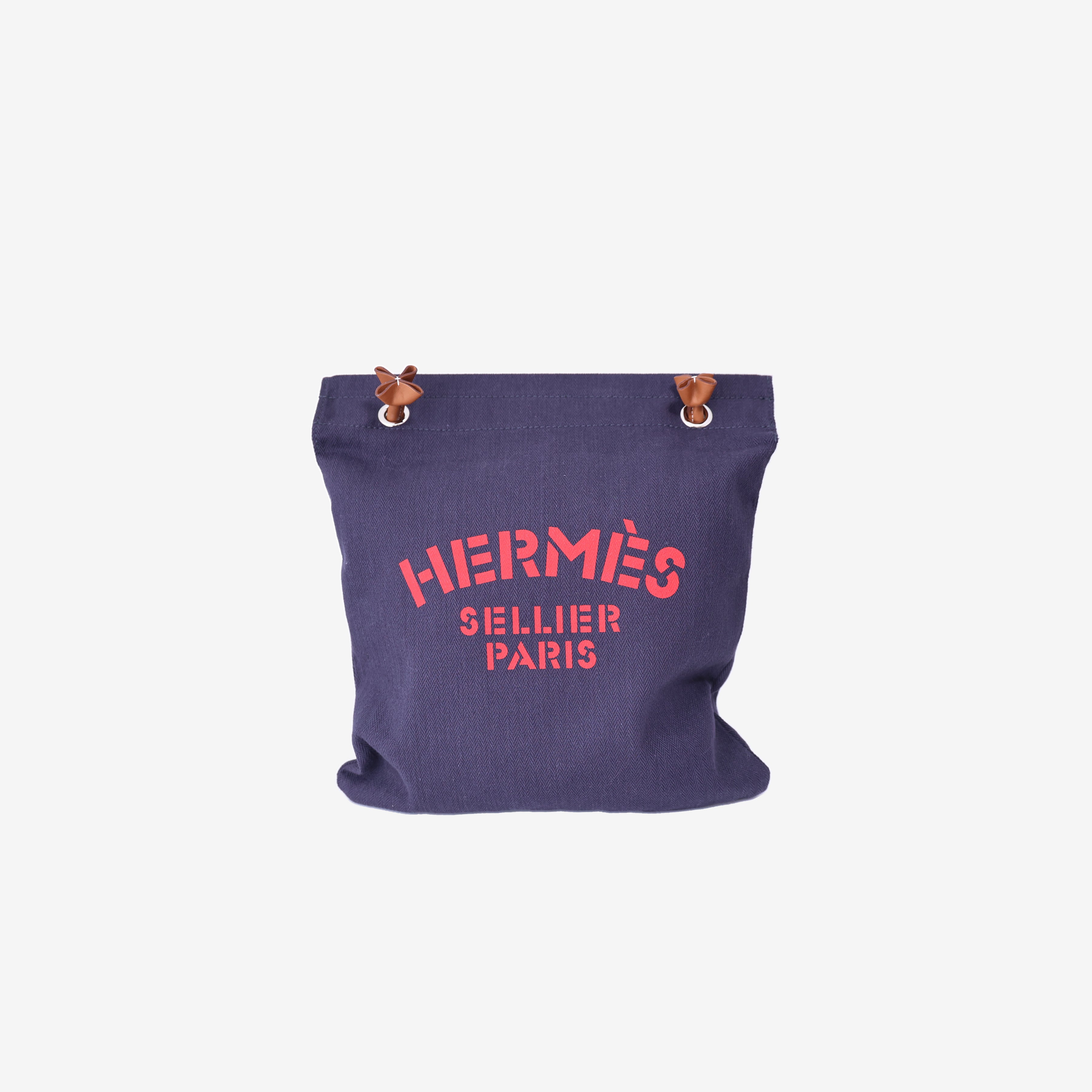 Hermès Alline Grooming Bag in Bleu Indigo/Gold Canvas Leather front view