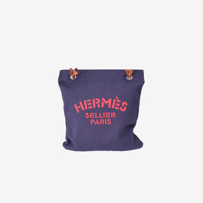 Hermès Alline Grooming Bag in Bleu Indigo/Gold Canvas Leather front view