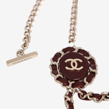 Chanel Leather Chain Necklace in Burgundy Lambskin