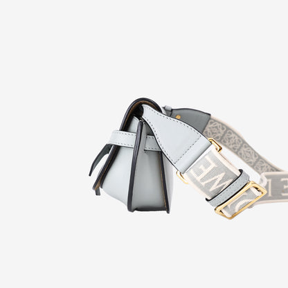 Loewe Gate Dual Mini Bag in Blue Calfskin Leather with Gold Hardware