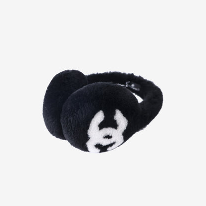 Chanel Shearling Lambskin Ear Muffs in Black/White