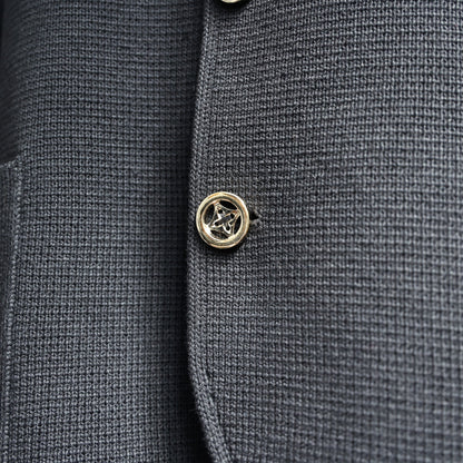 Louis Vuitton Collarless Knit Jacket in Black with Gold Buttons (Size S)