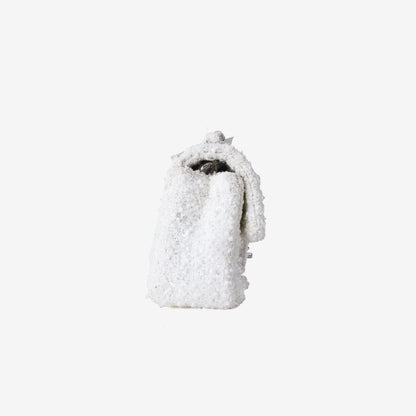 *EXCELLENT* Chanel Tweed Beaded Mini Rectangular Flap Bag in White Tweed with Palladium Hardware