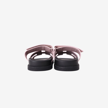 Hermès Chypre Sandals in Rose Cancan Calfskin Leather (Size 38)