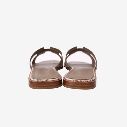 Hermès Oran Sandals in Beige Argile Lizard Leather (Size 37.5)