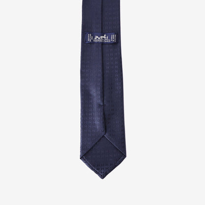 Hermès Façonnée H Jacquard Silk Tie in Marine Silk