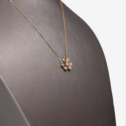 Van Cleef & Arpels Frivole Mini Diamond Necklace in 18k Pink Gold with Diamonds side view