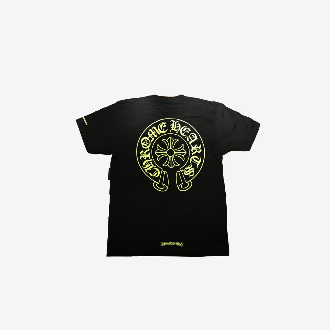 Chrome Hearts Neon Lime Green Pocket Tee in Black Cotton (Sizes Available)