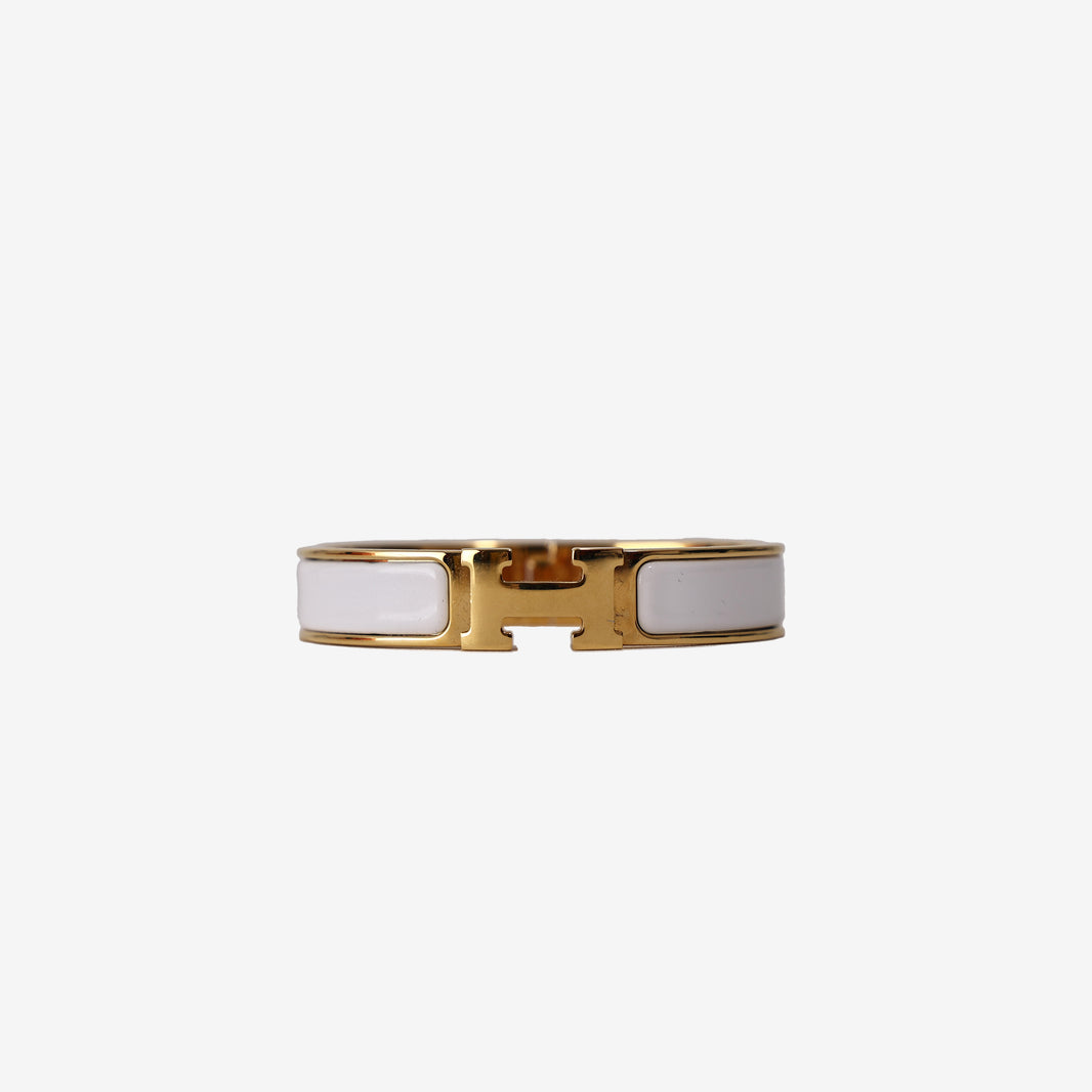 Hermès Clic H Bracelet in White Enamel with Gold-Plated Hardware (Contact to Enquire)