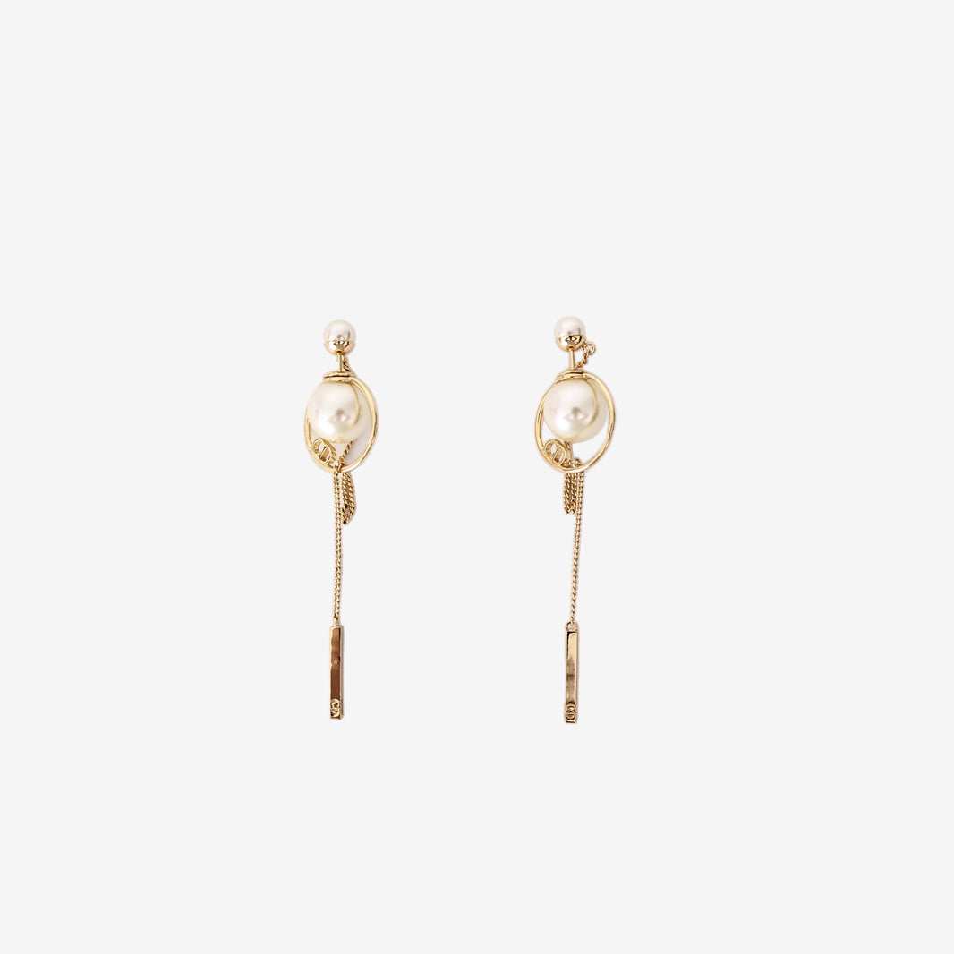 Dior Tribales Earrings in White Resin Pearl with Gold-Tone Metal (Contact to Enquire)