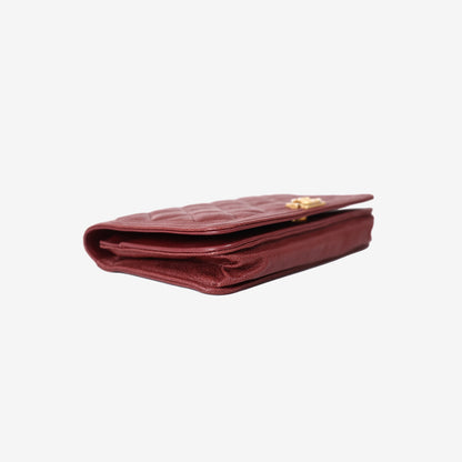 Chanel Boy Wallet on Chain in Burgundy Caviar Leather with Gold Hardware