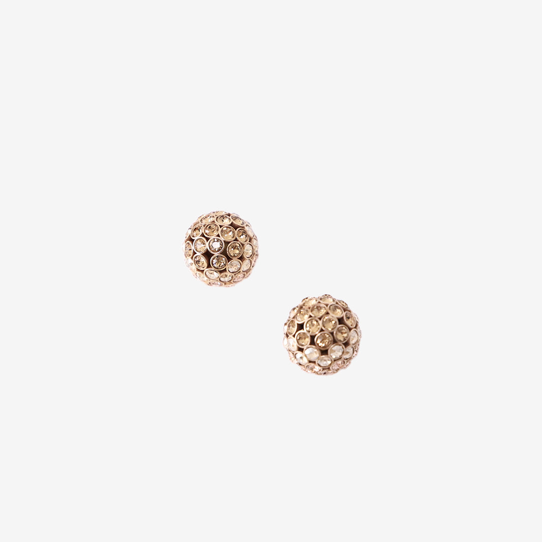 Dior Ball Earrings in Gold-Tone Metal with Crystals