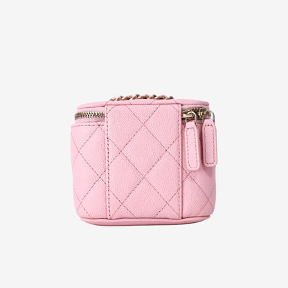 Chanel Mini Square Vanity Case in Sakura Pink Caviar Leather with Gold Hardware