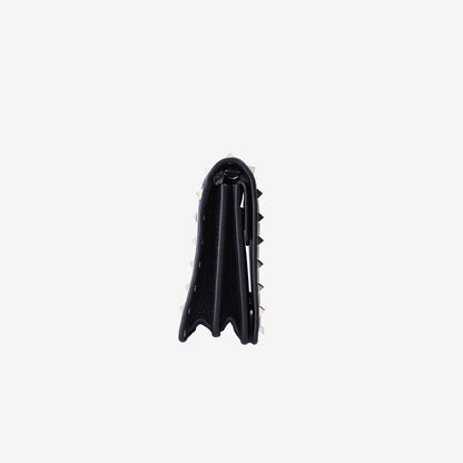 Valentino Garavani Rockstud Wallet on Chain in Black Calfskin Leather with Gold Hardware