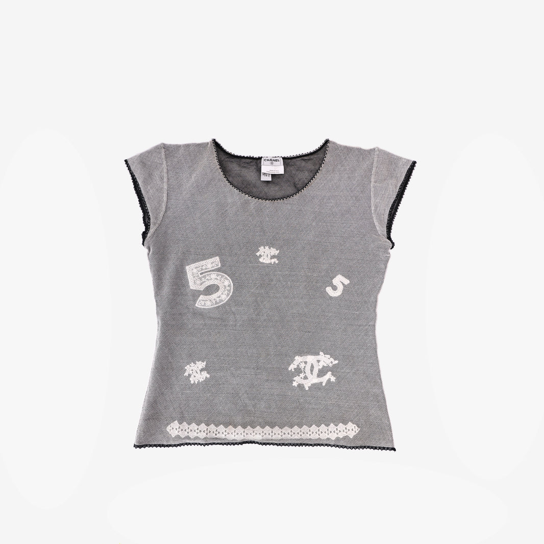Chanel Mesh Top in Black Cotton (Size 38)