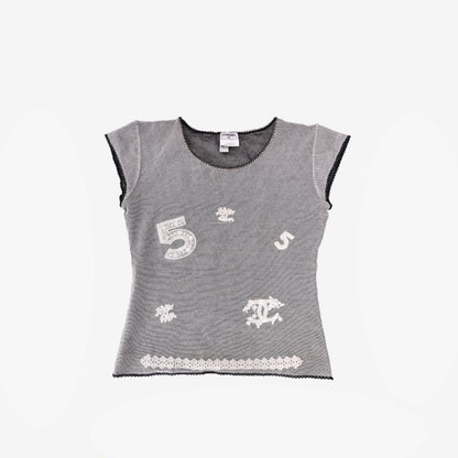 Chanel Mesh Top in Black Cotton (Size 38)