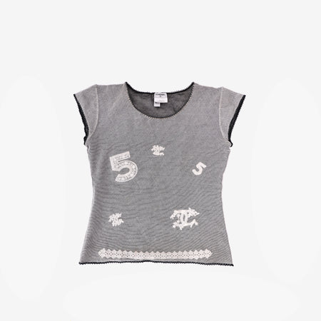 Chanel Mesh Top in Black Cotton (Size 38)