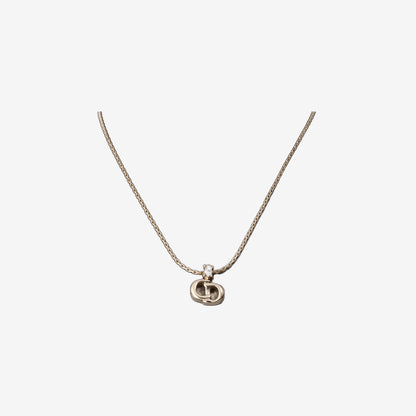 Dior CD Logo Necklace in Gold-Tone Metal with Rhinestones