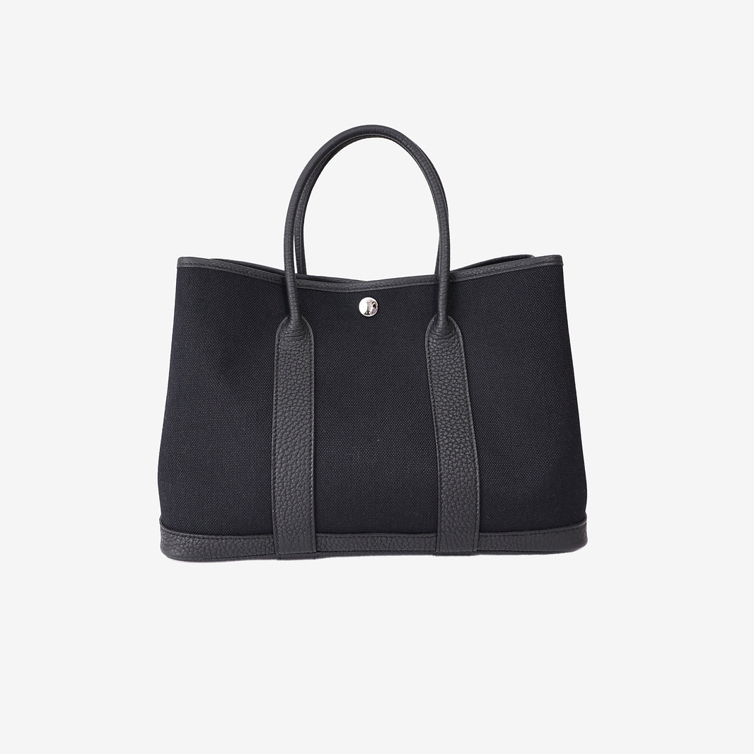 Hermès Garden Party 30 in Noir Toile with Palladium Hardware