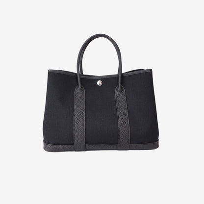 Hermès Garden Party 30 in Noir Toile with Palladium Hardware