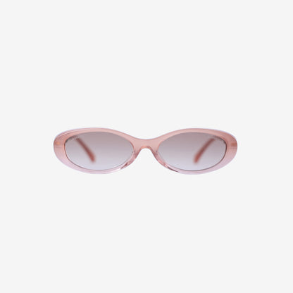 Chanel CC Logo Oval Sunglasses in Pink Acetate with Metal Hardware front view