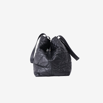 Dior Large Toujours Bag in Black Calfskin Leather with Gold Hardware