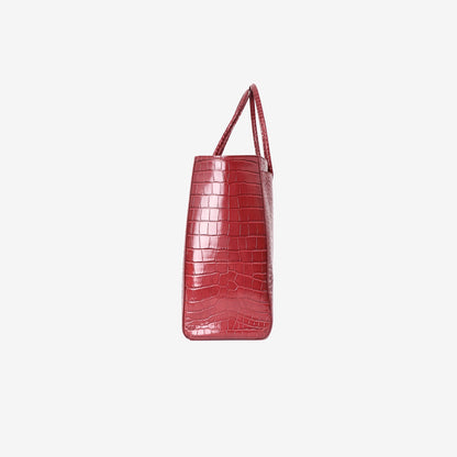 Chanel 26S Shopping Bag Large in Green Crocodile Embossed Calfskin Leather with Gold Hardware side view