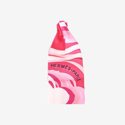 Hermès Brides de Gala Shadow Twilly in Rose, White and Fuchsia Silk