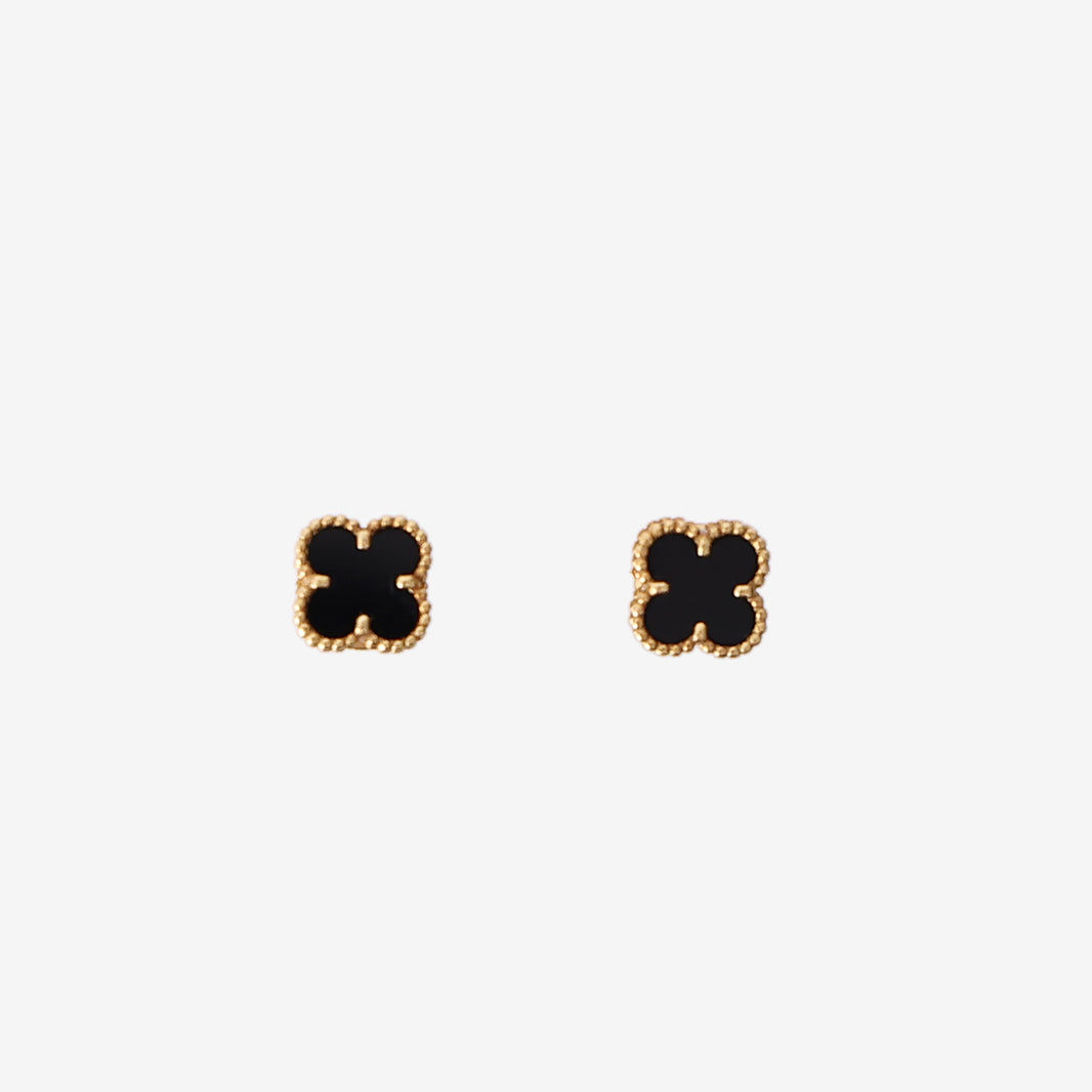 Van Cleef & Arpels Vintage Alhambra Earrings in Yellow Gold with Black Onyx