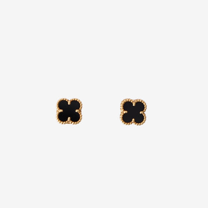 Van Cleef & Arpels Vintage Alhambra Earrings in Yellow Gold with Black Onyx
