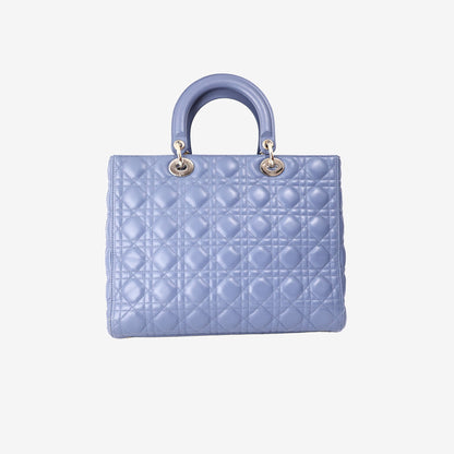 Lady Dior Bag in Blue Lambskin Leather with Gold Hardware