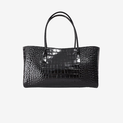 Chanel 26K Shopping Bag in Black Crocodile-Embossed Calfskin Leather with Gold Hardware