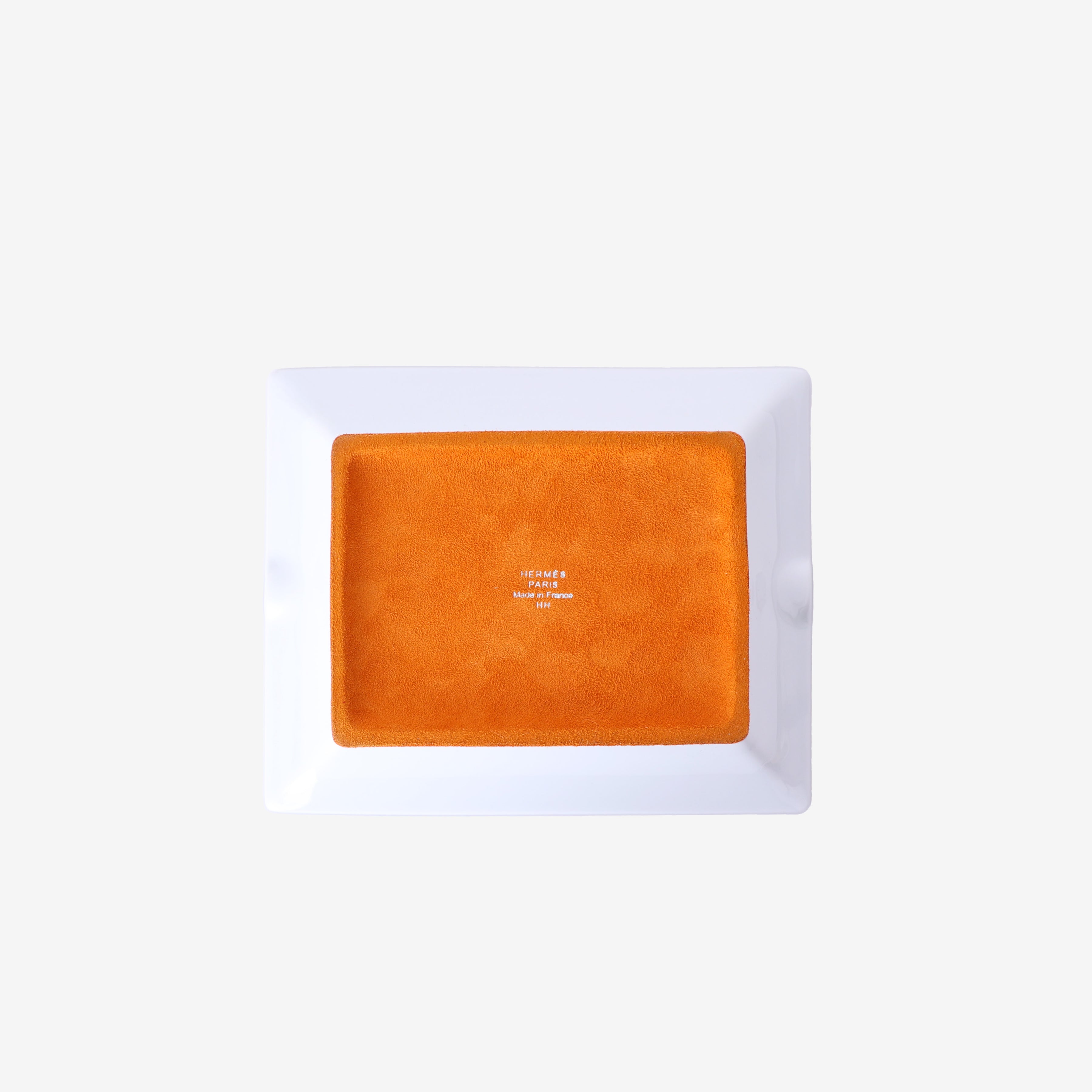 Hermès Cheval Déco Ashtray in Bleu Cobalt Porcelain with Velvet Goatskin Base back view