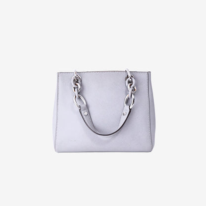 Michael Kors Cynthia Small Saffiano Satchel in Light Purple Saffiano Leather with Silver Hardware