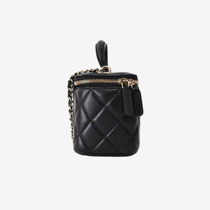 Chanel Vanity Case in Black Lambskin Leather with Gold Hardware