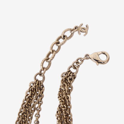 Chanel Layered Necklace in Gold-Tone Metal with Bead Detailing