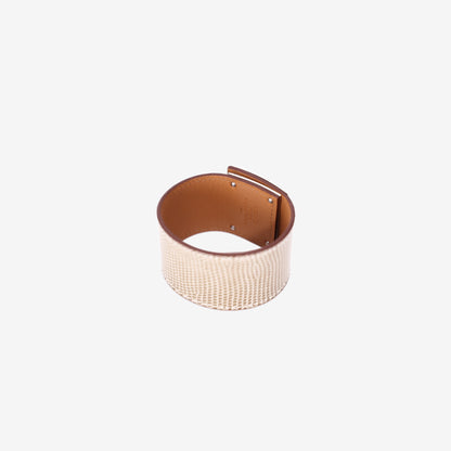 Hermès Lizard Skin Wrap Bracelet in Ficelle Lizard Leather with Palladium Hardware