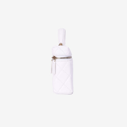 Chanel Lining LP Vanity Case in White Caviar Leather in Gold Hardware