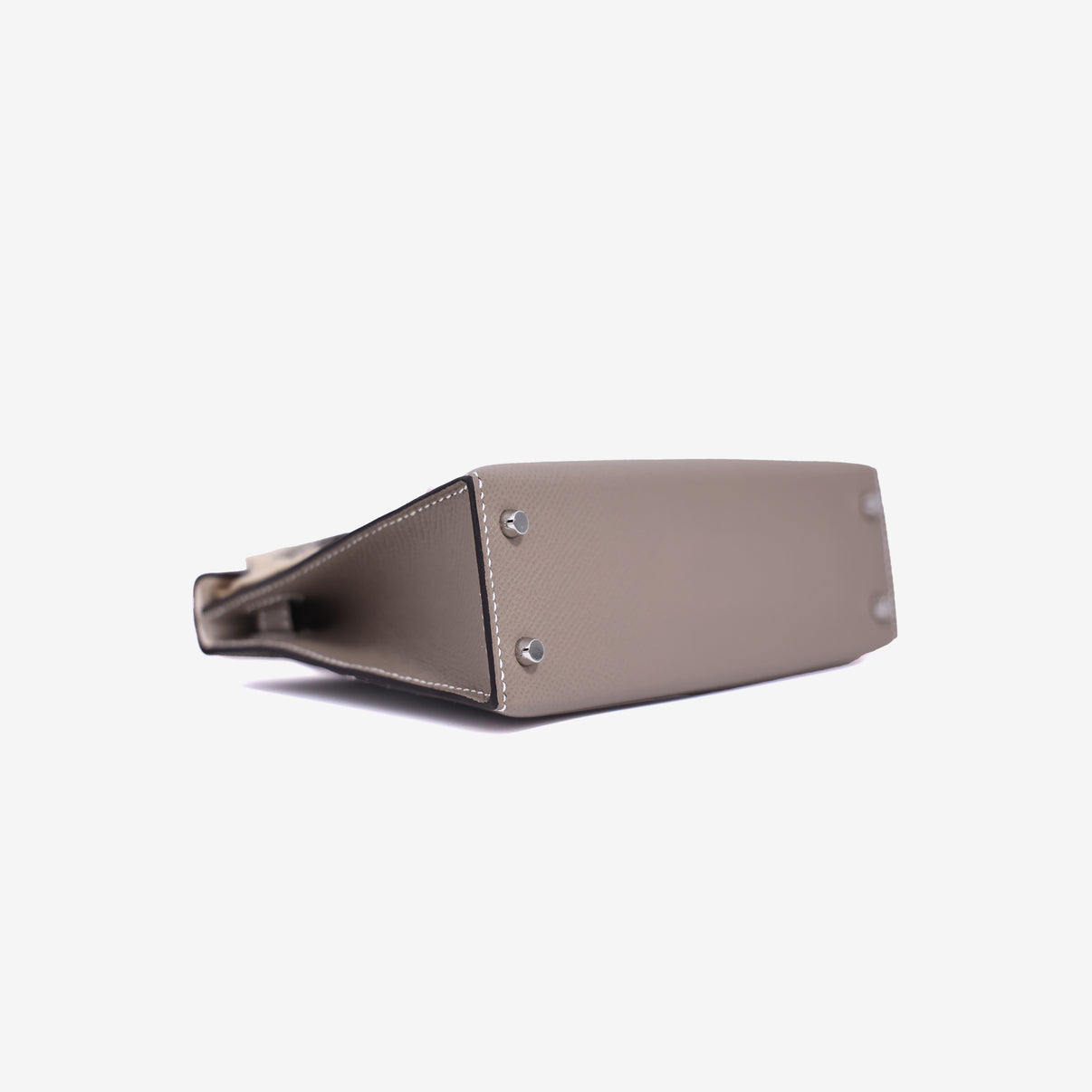 Hermès Mini Kelly 20 in Gris Foncé Epsom Leather with Palladium Hardware bottom side view