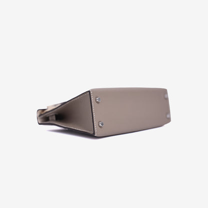 Hermès Mini Kelly 20 in Gris Foncé Epsom Leather with Palladium Hardware bottom side view