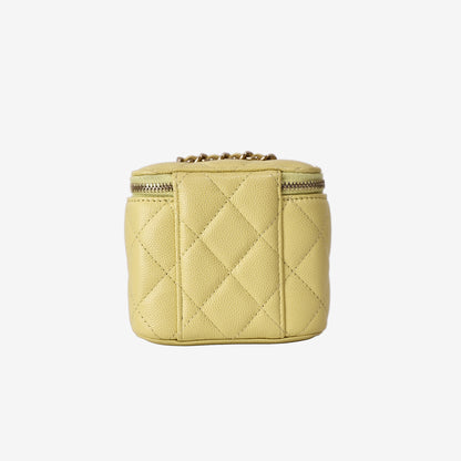 Chanel Mini Vanity Case in Yellow Quilted Caviar Leather with Gold Hardware