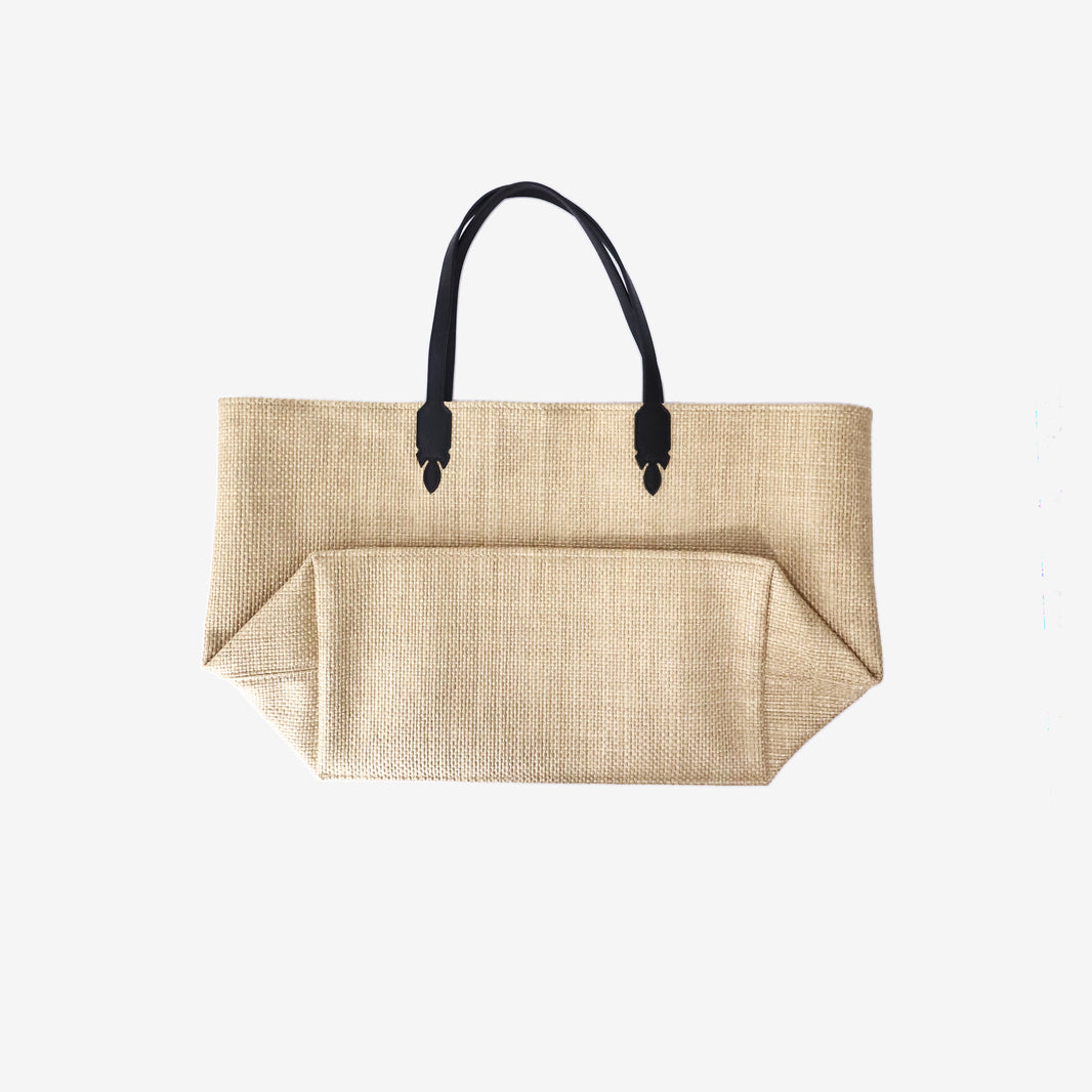 Chrome Hearts Beach Tote Bag Medium in Beige Straw with Cross Detailing