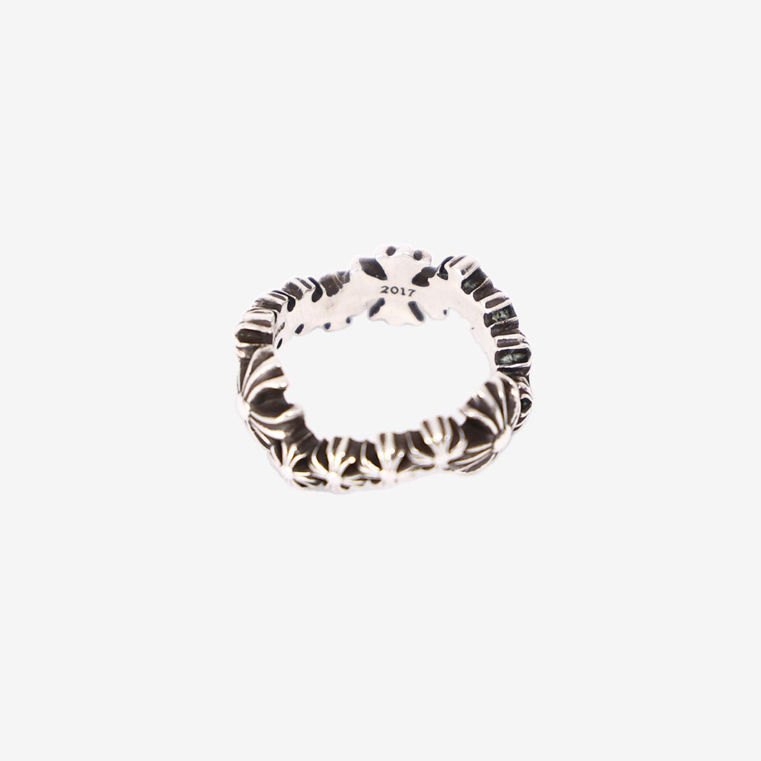 Chrome Hearts Tiny E CH Plus Band Ring in Sterling Silver front view